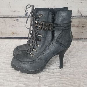 Envy Grey Distressed Studded Leather Moto …